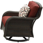 Hanover - Strathmere 4pc: Loveseat, 2 Swivel Gliders, Woven Coffee Table - Brown/Red-United Backyard
