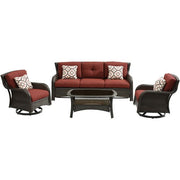 Hanover - Strathmere 4pc: Sofa, 2 Swivel Gliders, Woven Coffee Table - Brown/Red-United Backyard
