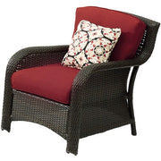 Hanover - Strathmere 6-pc Deep Seating Set w/Cushions, Coffee Table - Brown/Deep Red-United Backyard