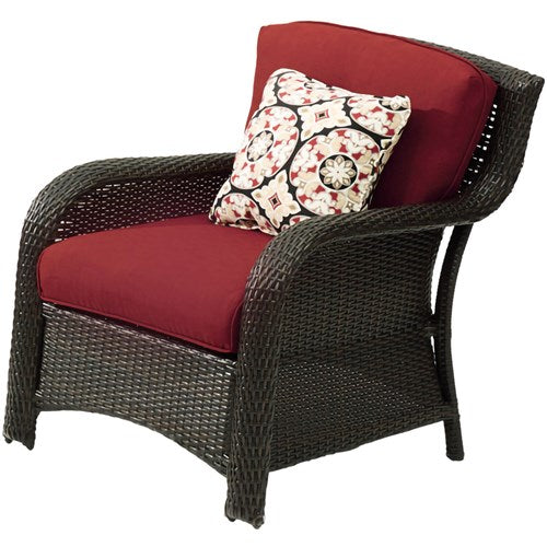 Hanover - Strathmere 6-pc Deep Seating Set w/Cushions, Coffee Table - Brown/Deep Red-United Backyard