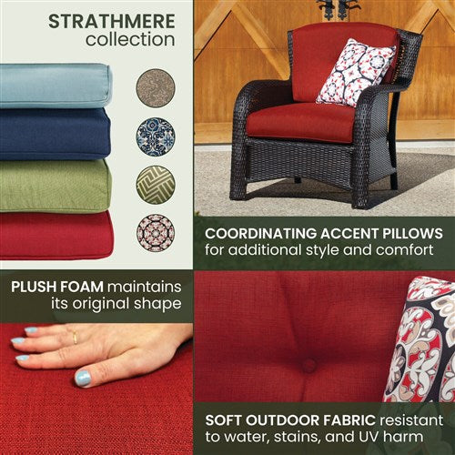 Hanover - Strathmere 6-pc Deep Seating Set w/Cushions, Coffee Table - Brown/Deep Red-United Backyard