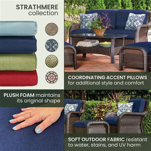 Hanover - Strathmere 6-pc Deep Seating Set w/Cushions, Coffee Table - Brown/Navy-United Backyard