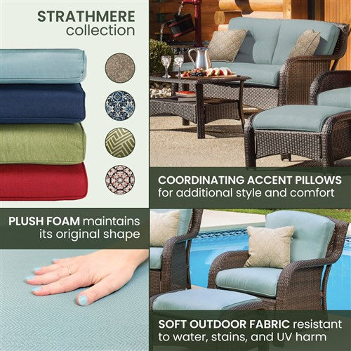 Hanover - Strathmere 6-pc Deep Seating Set w/Cushions, Coffee Table - Brown/Ocean Blue-United Backyard