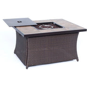 Hanover - Strathmere 6-pc Fire Pit Set with Tan Tile Top - Navy/Brown-United Backyard