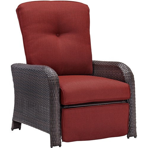 Hanover - Strathmere Woven Reclining Lounge Chair - Brown/Deep Red-United Backyard