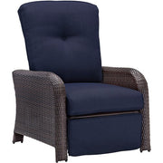 Hanover - Strathmere Woven Reclining Lounge Chair - Brown/Navy-United Backyard
