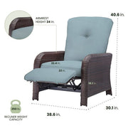 Hanover - Strathmere Woven Reclining Lounge Chair - Brown/Ocean Blue-United Backyard