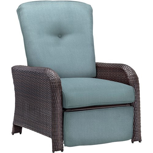 Hanover - Strathmere Woven Reclining Lounge Chair - Brown/Ocean Blue-United Backyard