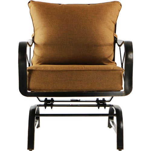 Hanover - Summer Nights 5PC Dining Set: 4 Steel Rockers with 48" Cast Table - Tan-United Backyard