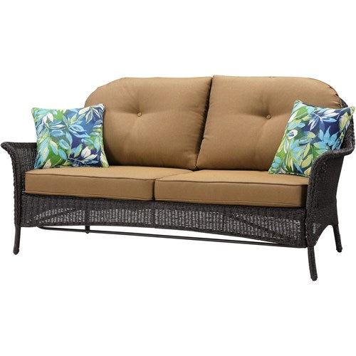 Hanover - Sun Porch 4pc Set: 1 Loveseat, 2 Side Chairs and Coffee Table - Tan/Brown-United Backyard