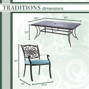 Hanover - Traditions 11pc: 10 Dining Chairs, 60x84" Cast Table - Blue/Cast-United Backyard