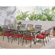 Hanover - Traditions 11pc: 10 Dining Chairs, 60x84" Cast Table - Red/Cast-United Backyard