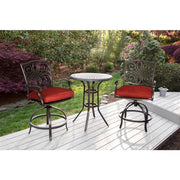 Hanover - Traditions 3pc: 2 Counter Height Swivel Chairs, 30" Round Cast Table-United Backyard