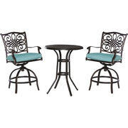 Hanover - Traditions 3pc: 2 Counter Height Swivel Chairs, 30" Round Cast Table-United Backyard