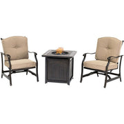 Hanover - Traditions 3pc: 2 Deep Seating Rockers and 26" Square Fire Pit - Tan/Bronze-United Backyard