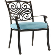 Hanover - Traditions 3pc: 2 Dining Chairs, 30" Round Glass Top Table - Blue/Glass-United Backyard