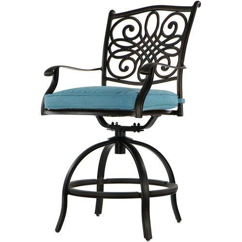 Hanover - Traditions 5pc: 4 Counter Height Swivel Chairs, 42" Square Cast Table-United Backyard