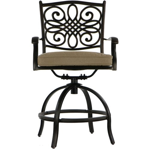 Hanover - Traditions 5pc: 4 Counter Height Swivel Chairs, 56" Rnd Cast Table-United Backyard