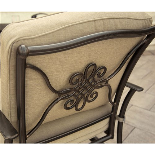 Hanover - Traditions 5pc: 4 Deep Seating Rockers and 26" Square Fire Pit - Tan/Bronze-United Backyard