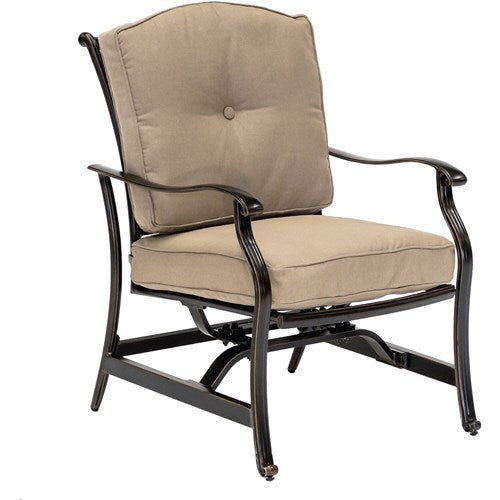 Hanover - Traditions 5pc: 4 Deep Seating Rockers and Woven Fire Pit with Tile Top - Tan/Bronze-United Backyard