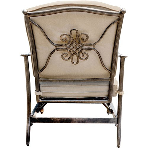 Hanover - Traditions 5pc: 4 Deep Seating Rockers and Woven Fire Pit with Tile Top - Tan/Bronze-United Backyard