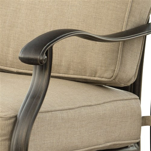 Hanover - Traditions 5pc: 4 Deep Seating Rockers and Woven Fire Pit with Tile Top - Tan/Bronze-United Backyard