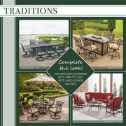 Hanover - Traditions 5pc: 4 Dining Chairs, 48" Round Glass Top Table - Red/Glass-United Backyard