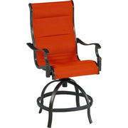 Hanover - Traditions 5pc: 4 Padded Swivel Counter Height Chairs, 56" Round Cast Table - Red/Bronze-United Backyard