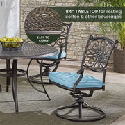 Hanover - Traditions 5pc: 4 Swivel Rockers, 48" Round Cast Table - Blue/Cast-United Backyard