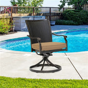 Hanover - Traditions 5pc: 4 Wicker Back Swivel Rockers, 48" Round Cast Table - Tan/Bronze-United Backyard