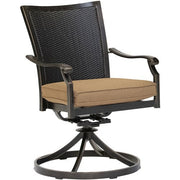 Hanover - Traditions 5pc: 4 Wicker Back Swivel Rockers, 48" Round Cast Table - Tan/Bronze-United Backyard