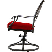 Hanover - Traditions 5pc Fire Pit: 4 Swivel Rockers, Rectangle KD Fire Pit w/Tile - Red/Tile-United Backyard