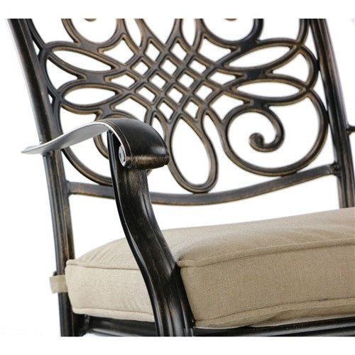 Hanover - Traditions 5pc Fire Pit: 4 Swivel Rockers, Rectangle KD Fire Pit w/Tile - Tan/Tile-United Backyard