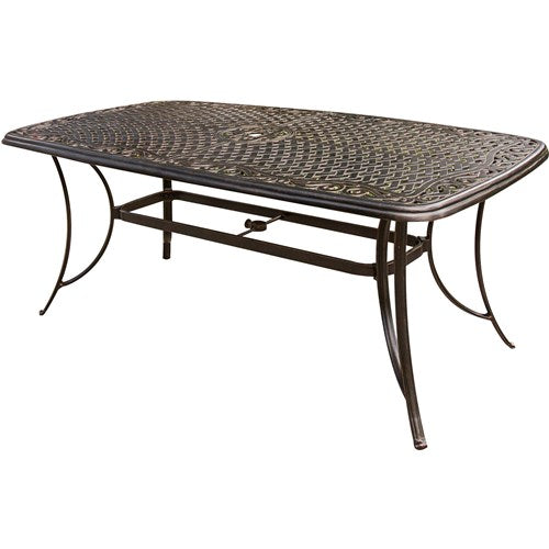 Hanover - Traditions 7pc: 4 Dining Chairs, 2 Swivel Rockers, 38x72" Cast Table, Cover - Blue/Bronze-United Backyard