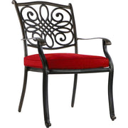 Hanover - Traditions 7pc: 4 Dining Chairs, 2 Swivel Rockers, 38x72" Cast Table - Red/Cast-United Backyard