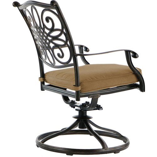 Hanover - Traditions 7pc: 4 Dining Chairs, 2 Swivel Rockers, 38x72" Cast Table - Tan/Cast-United Backyard