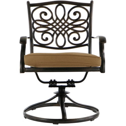 Hanover - Traditions 7pc: 4 Dining Chairs, 2 Swivel Rockers, 38x72" Cast Table - Tan/Cast-United Backyard