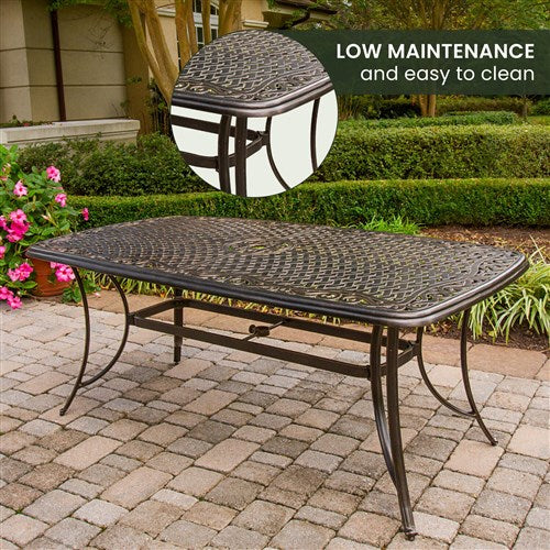 Hanover - Traditions 7pc: 4 Dining Chairs, 2 Swivel Rockers, 38x72" Cast Table - Tan/Cast-United Backyard