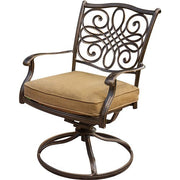 Hanover - Traditions 7pc: 4 Dining Chairs, 2 Swivel Rockers, 38x72" Cast Table - Tan/Cast-United Backyard