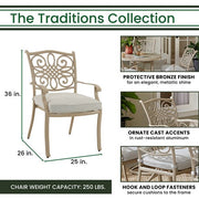 Hanover - -Traditions 7pc: 6 Dining Chairs, 38"x72" Cast Table - Sand/Beige-United Backyard