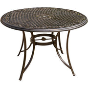 Hanover - Traditions 7pc: 6 Padded Swivel Counter Height Chairs, 56" Round Cast Table - Red/Bronze-United Backyard