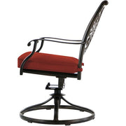 Hanover - Traditions 7pc: 6 Swivel Rockers, 60" Round Cast Table - Red/Cast-United Backyard