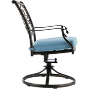 Hanover - Traditions 9pc: 6 Dining Chairs, 2 Swivel Rockers, 42x84" Cast Table - Blue/Cast-United Backyard