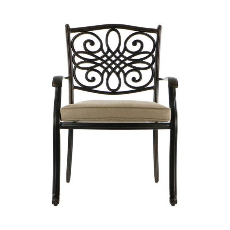 Hanover - Traditions 9pc: 6 Dining Chairs, 2 Swivel Rockers, 42x84" Cast Table, Umbrella, Base - Tan/Cast-United Backyard