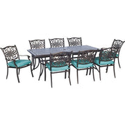 Hanover - Traditions 9pc: 8 Dining Chairs, 42x84" Cast Table - Blue/Cast-United Backyard