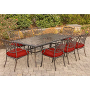Hanover - Traditions 9pc: 8 Dining Chairs, 42x84" Cast Table - Red/Cast-United Backyard