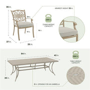 Hanover - Traditions 9pc: 8 Dining Chairs, 42"x84" Cast Table - Sand/Beige-United Backyard