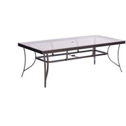 Hanover - Traditions 9pc: 8 Dining Chairs, 42x84" Glass Top Table - Blue/Glass-United Backyard