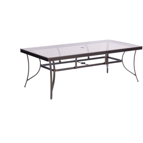 Hanover - Traditions 9pc: 8 Dining Chairs, 42x84" Glass Top Table - Tan/Glass-United Backyard