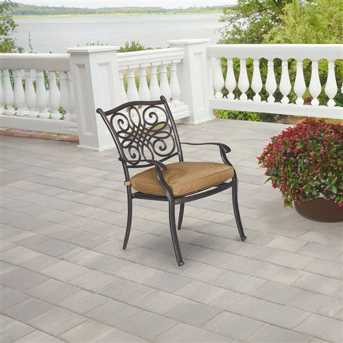 Hanover - Traditions 9pc: 8 Dining Chairs, 60" Square Cast Table - Tan/Cast-United Backyard